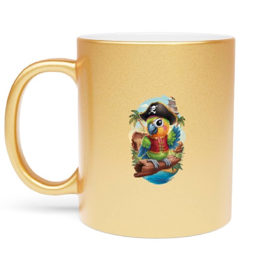 Pirate Parrot Adventure Metallic Mugs