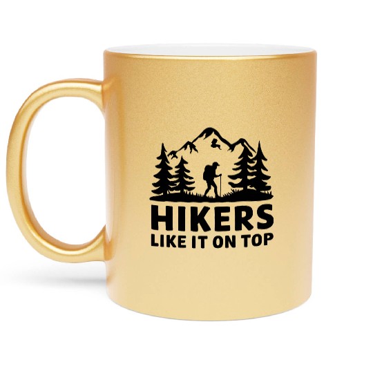 Hikers Hiking Mountains Forests Nature Metallic Mugs