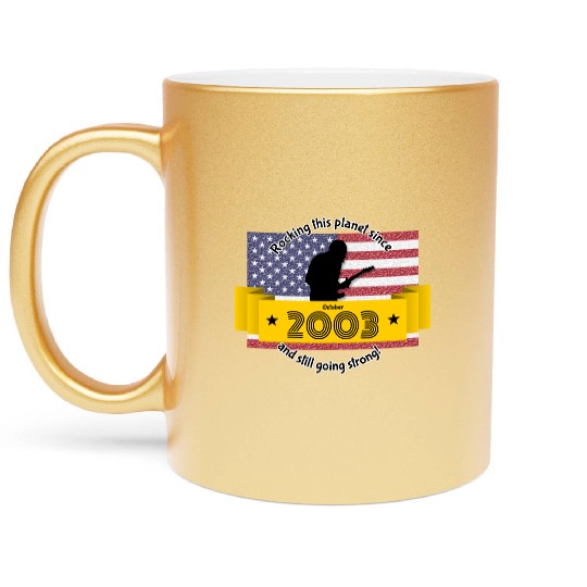 21st birthday Rocking this planet since 10/2003 Metallic Mugs