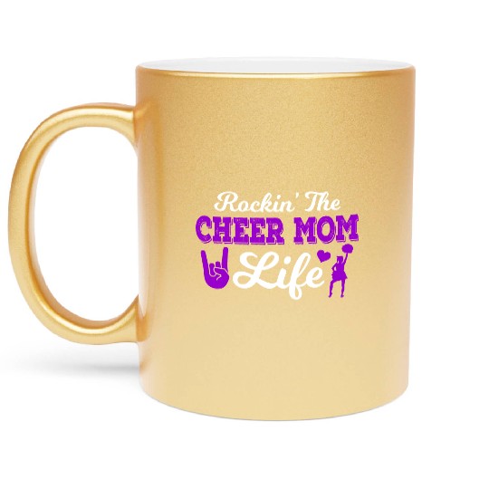 Rockin Cheer Mom Life Cheerleading Mother's Day Metallic Mugs
