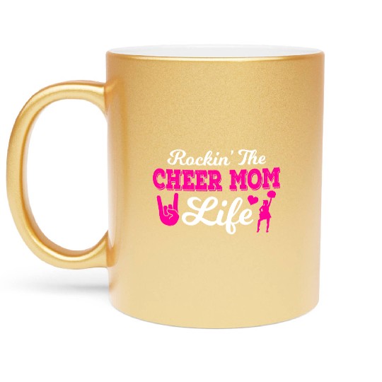 Rockin Cheer Mom Life Cheerleading Mother's Day Metallic Mugs