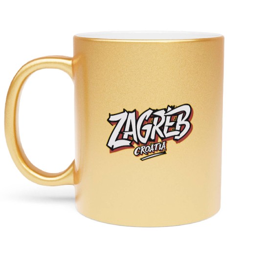 Zagreb Croatia Souvenir Graffiti Style Metallic Mugs