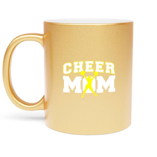 Cool Cheer Mom Art For Women Cheerleader Metallic Mugs