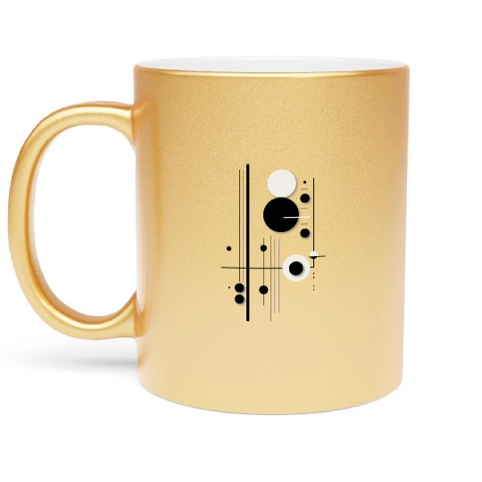 Minimalist Geometric Circle Symphony Lines Metallic Mugs