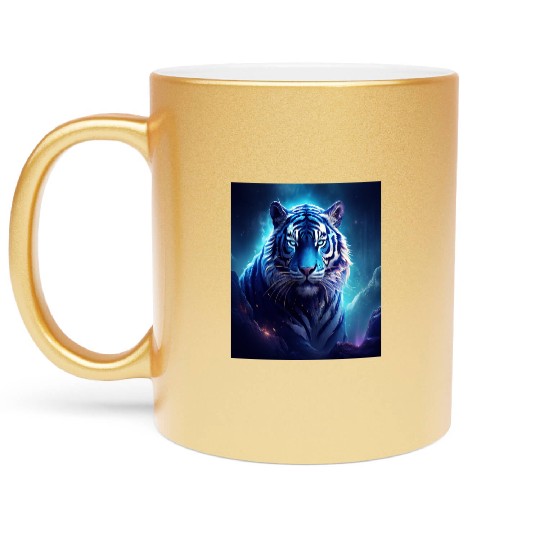 Blue Fantasy Tiger Metallic Mugs