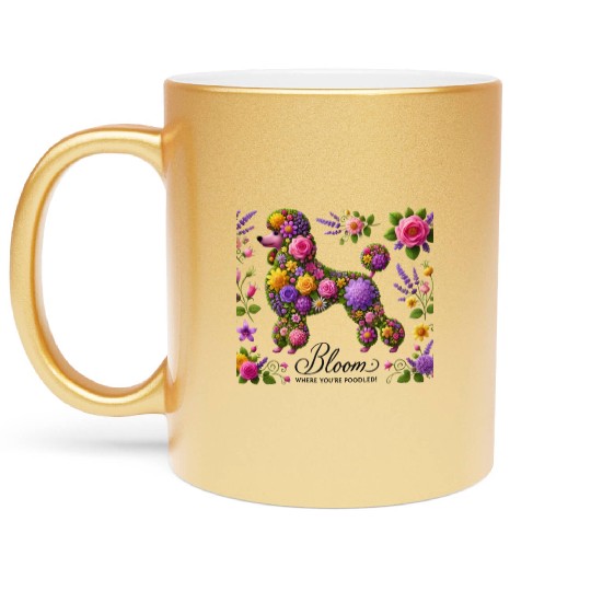 Floral Poodle: Blooming with Natural Beauty Metallic Mugs