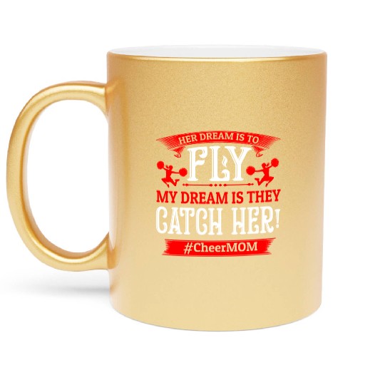 Dream Cheer Mom Cheerleading Mommy Mother's Day Metallic Mugs