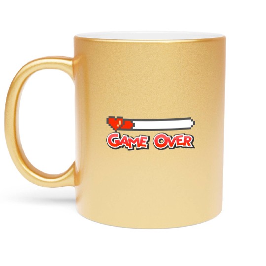 Game Over: Retro Pixel Style Metallic Mugs