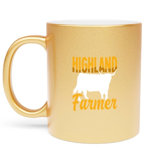 Highland Farmer Scottish Highland Cow Metallic Mugs