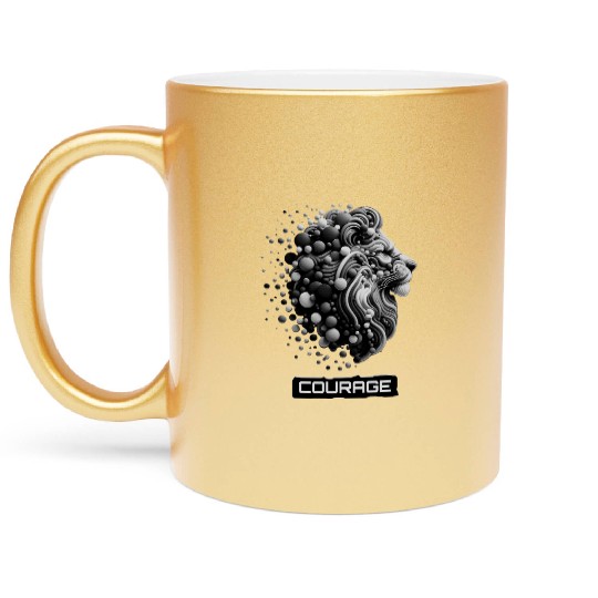 Courageous King: Lion Head Metallic Mugs