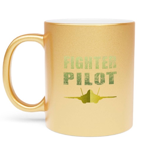 Fighter Pilot F-35 Art Design Metallic Mugs