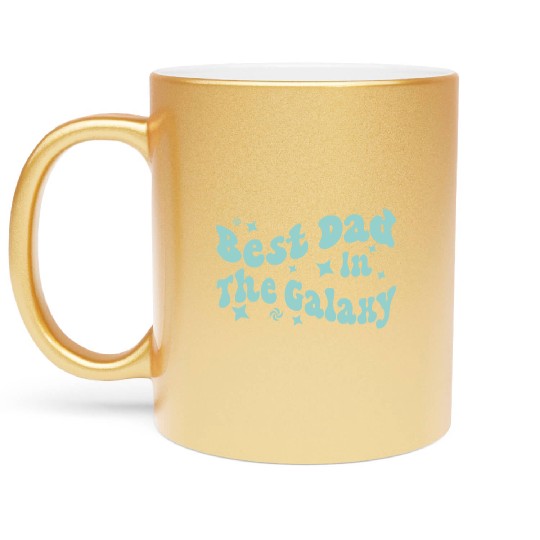 best dad in the galaxy logo father day gift dad Metallic Mugs