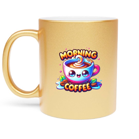 The Great wave of Morning Coffee Metallic Mugs