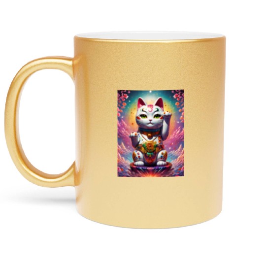 Maneki neko lucky cat Metallic Mugs