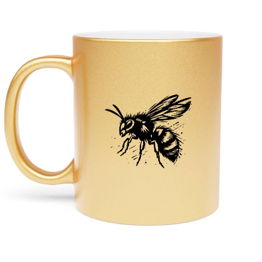 Two Color Wasp Insect Vector Art path4 Metallic Mugs