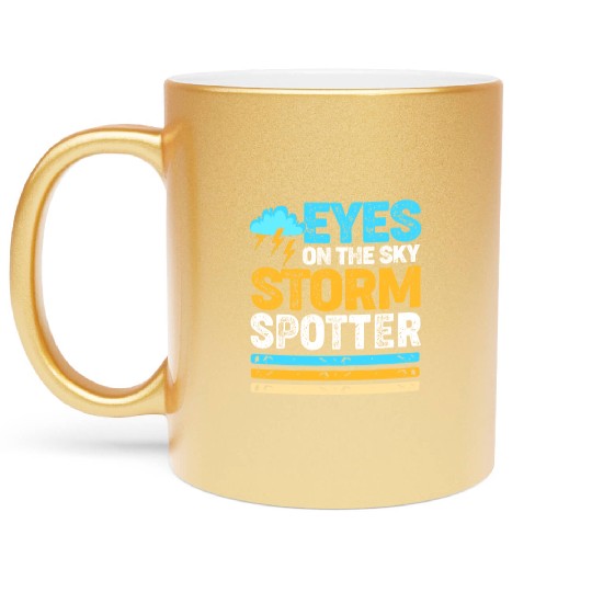 Retro Meteorologist Eyes On The Sky Strom Spotter Metallic Mugs