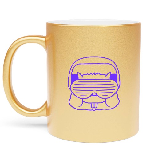 Cute DJ Hamster Party Animal Guinea Pig Pet Face Metallic Mugs