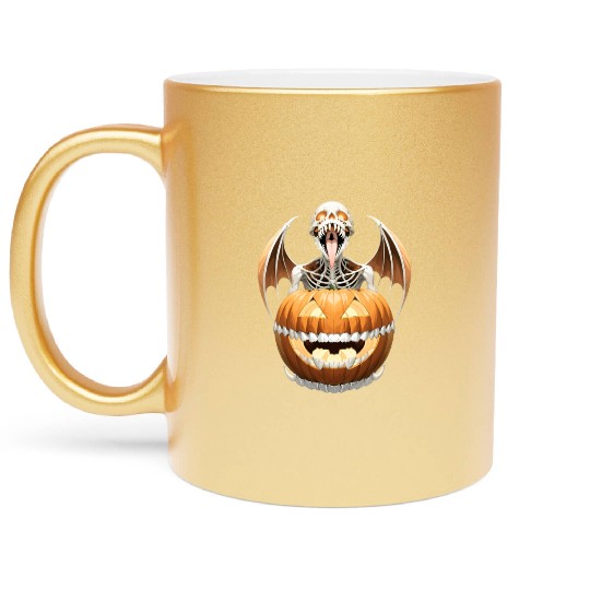 "Heavy Metal Skeletons and Skulls Halloween Art Metallic Mugs