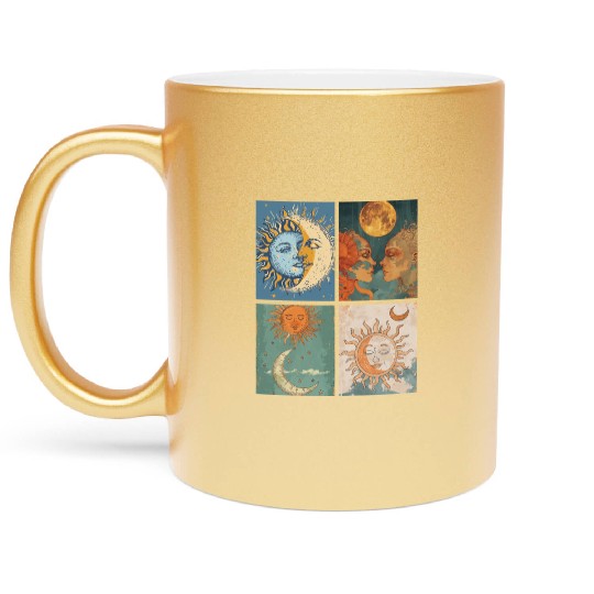 Moon and Sun Tarot Card Designed Look Metallic Mugs
