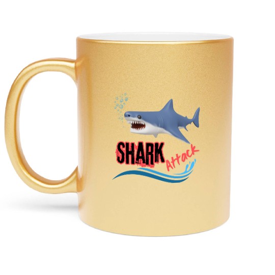 A different unique colorful shark attack design Metallic Mugs