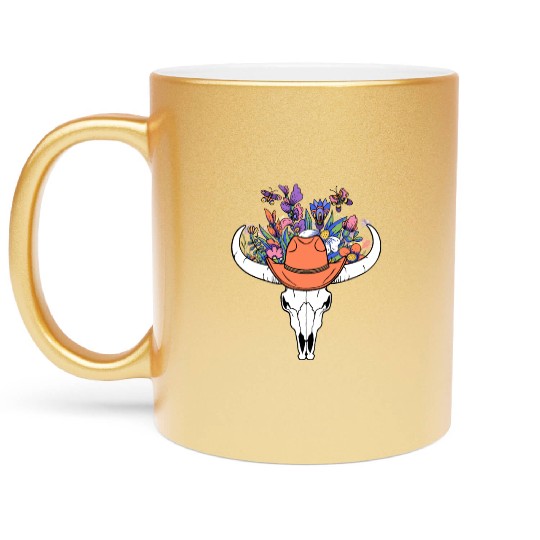 wildflower with Cow Skull blooming Metallic Mugs