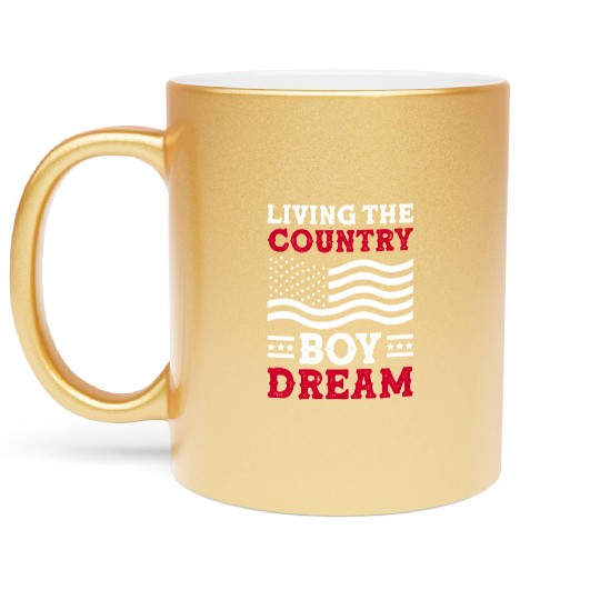 Small Town Us Flag Country Livin Boy Metallic Mugs