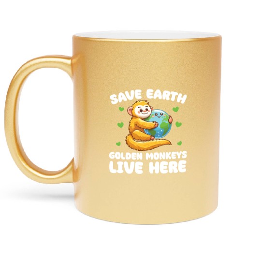 Save The Earth Yellow Monkeys Live Here Earth Metallic Mugs