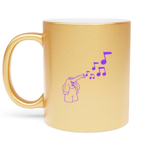Cute Elephant music nout Toot Trunk Trumpet Comic Metallic Mugs