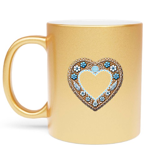 Gingerbread heart frame Tradition and love united Metallic Mugs
