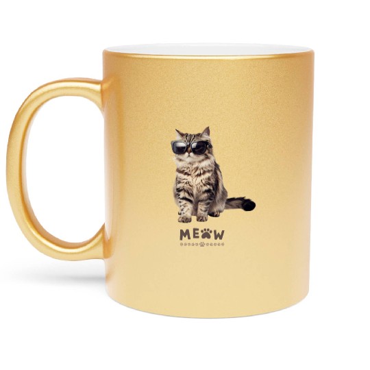 Cool Cat Meow Metallic Mugs