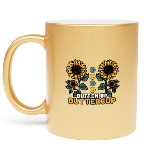 Button Up Buttercup Metallic Mugs
