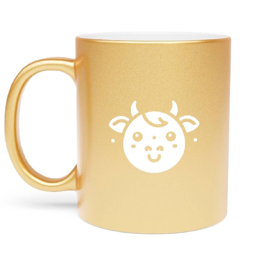 Cow face cute cows vector farm animal art path8 Metallic Mugs