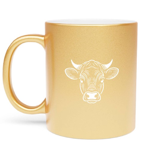 Cow face cows design farm animal art path1 Metallic Mugs