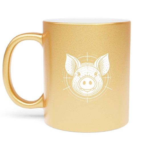 Pig face pigs vector farm animal path20 Metallic Mugs