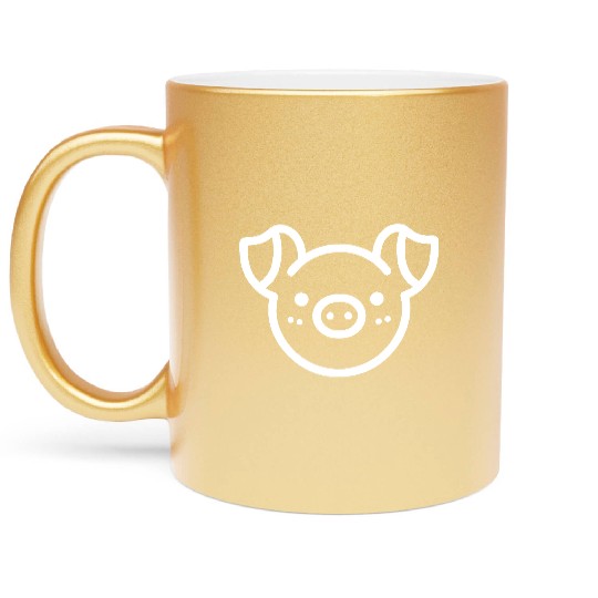 Pig face cute pigs vector farm animal path12 Metallic Mugs