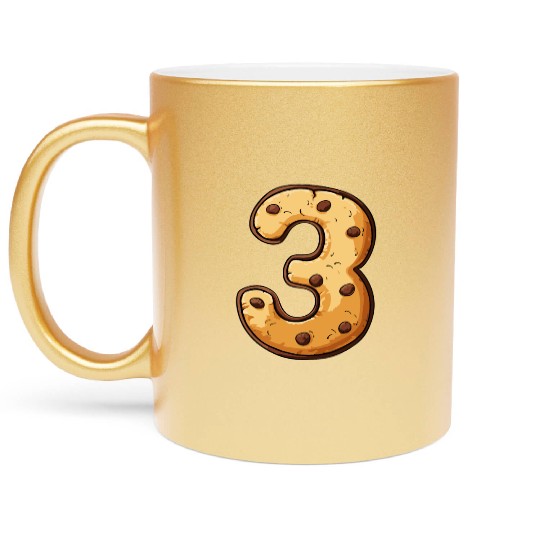 Birthday Cookie: Three-Year-Old, Number 3 Metallic Mugs
