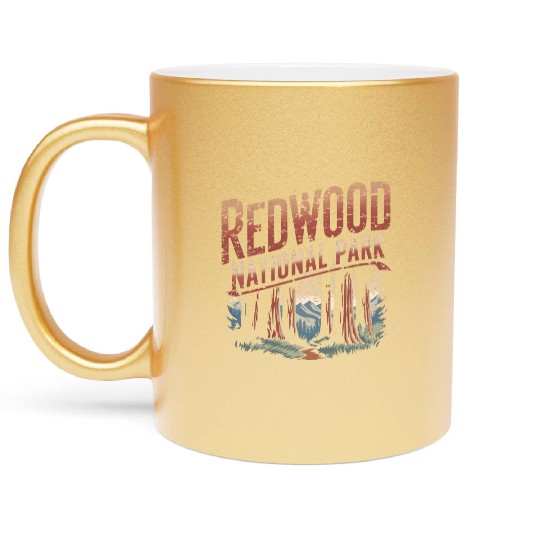 Redwood National park vintage Metallic Mugs