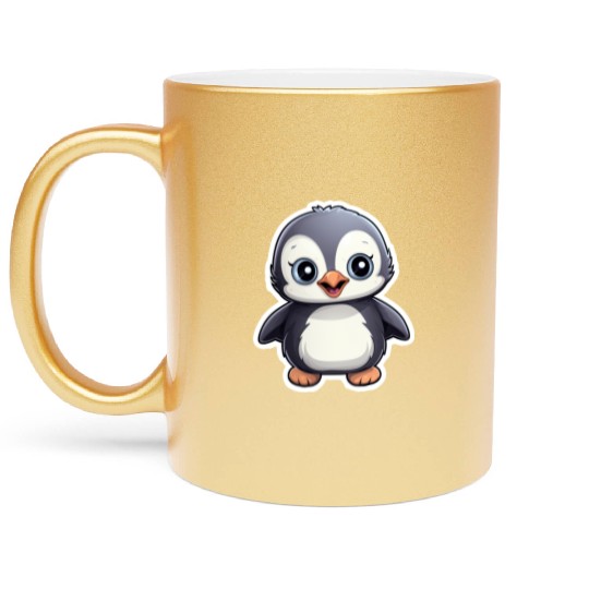 Penguin Famila, Cute Penguin, Penguin logo Metallic Mugs