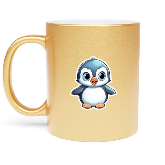 Penguin Famila, Cute Penguin, Penguin logo Metallic Mugs