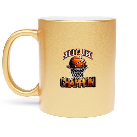 basketball hoop, shoot like a champion Metallic Mugs