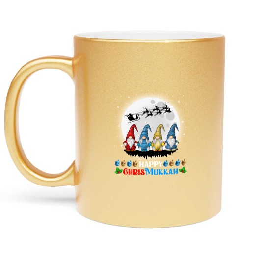 Happy Chrismukkah Gnomes Christmas Hanukkah Metallic Mugs