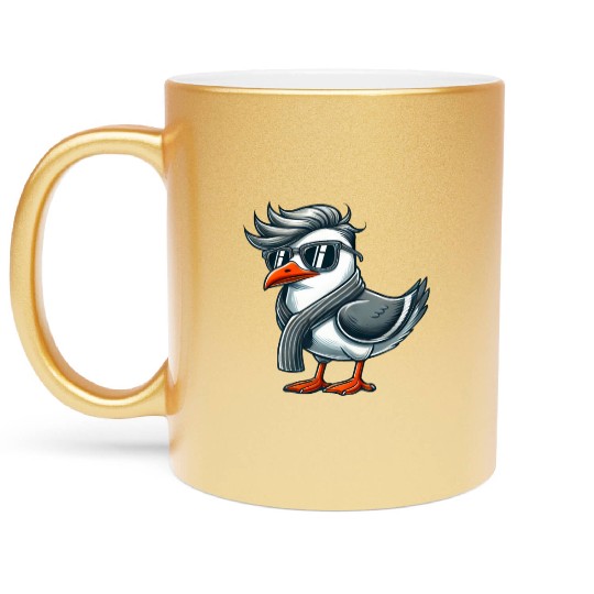 Cool seagull sunglasses summer North Sea Baltic Metallic Mugs