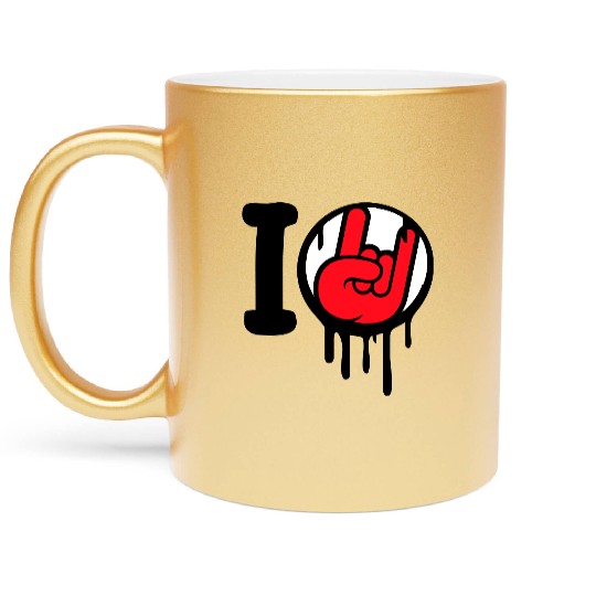 I Love Heavy Metal Hard Rock Music Graffiti Heart Metallic Mugs