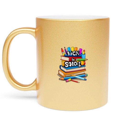 Welcome Back To School , Funny School Icons. Metallic Mugs