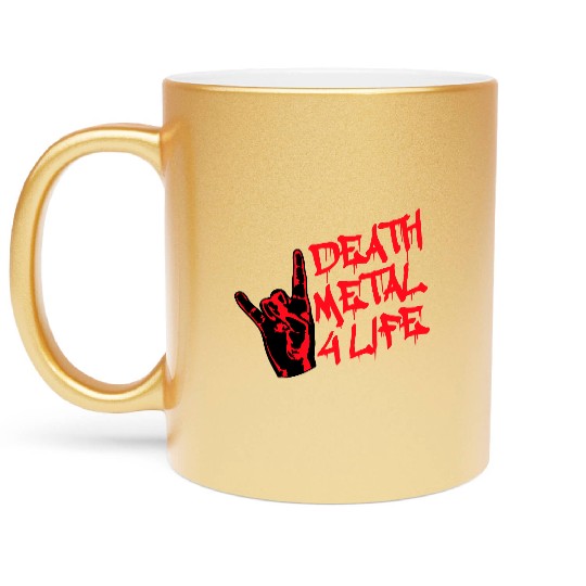 Heavy death metal 4 life hand gesture graffiti fun Metallic Mugs