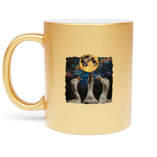 Ducks Farm Animal Farmer Howling Moon Metallic Mugs