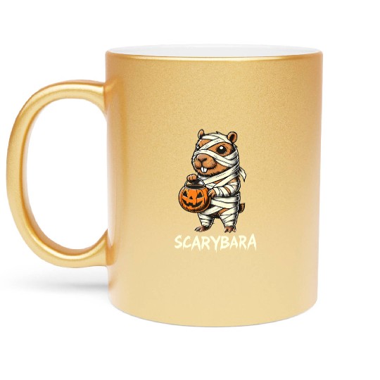 Cute Capybara Mummy Trick or Treat Halloween Metallic Mugs