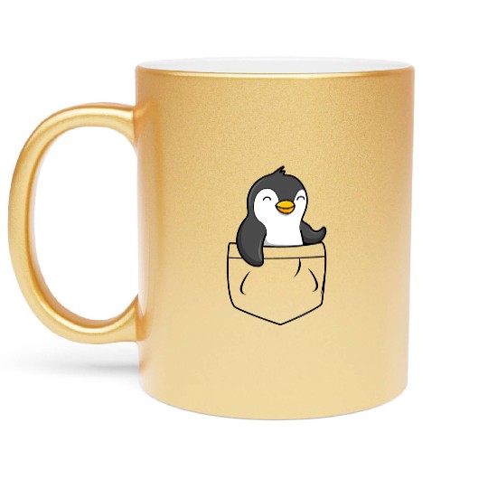 The Penguin in the pocket, funny penguin , penguin Metallic Mugs