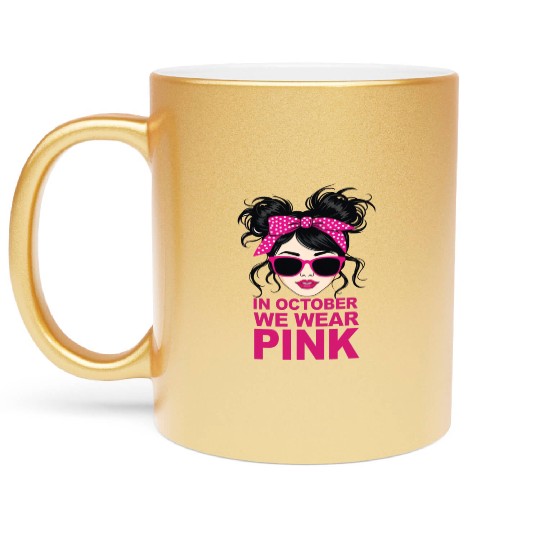 Pink October Womens Awareness Design Metallic Mugs