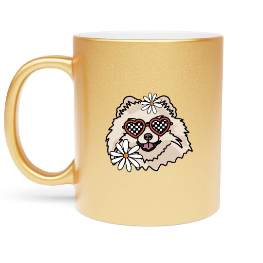 Pomeranian Retro Dog Metallic Mugs